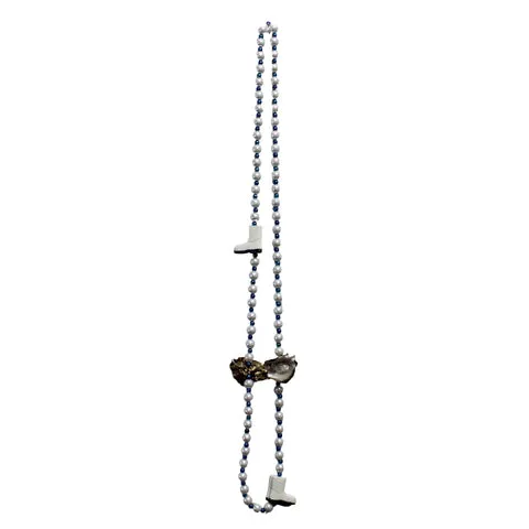 48" 12Mm Pearl White Beads With Boots And Oysters