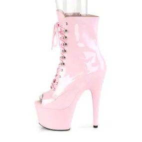 Adore 1021 Lace Up Baby Pink Patent / Platform Ankle Boot 7" Heel
