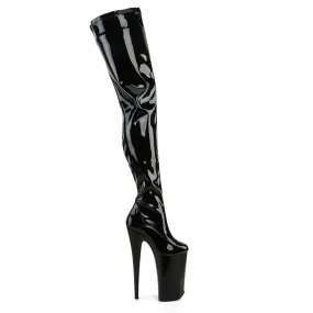 Beyond 4000 Black Patent 10" Heel Thigh High / Crotch Boots