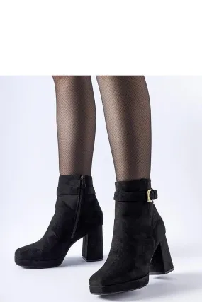 Black insulated classic suede ankle heel boots