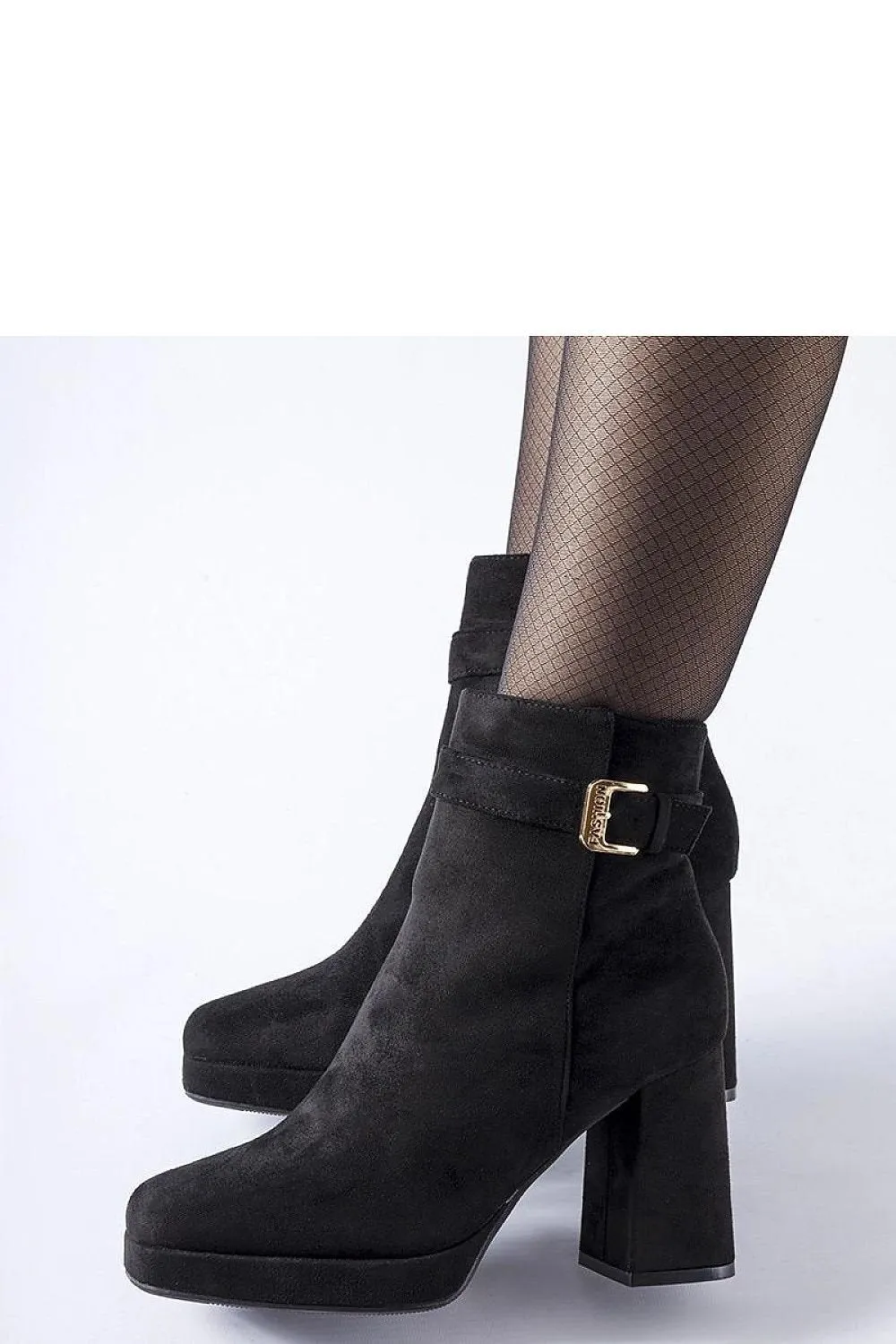 Black insulated classic suede ankle heel boots