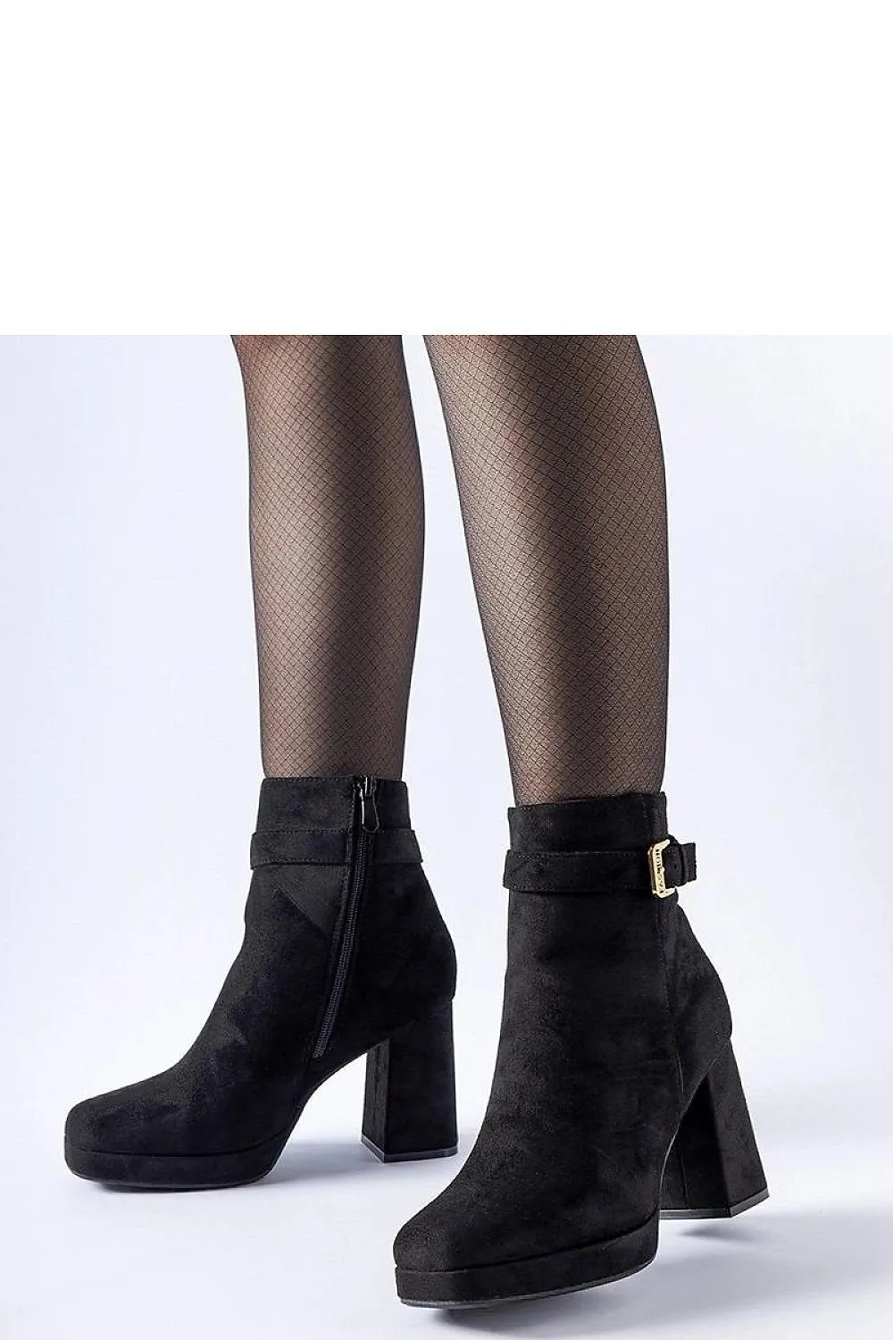 Black insulated classic suede ankle heel boots