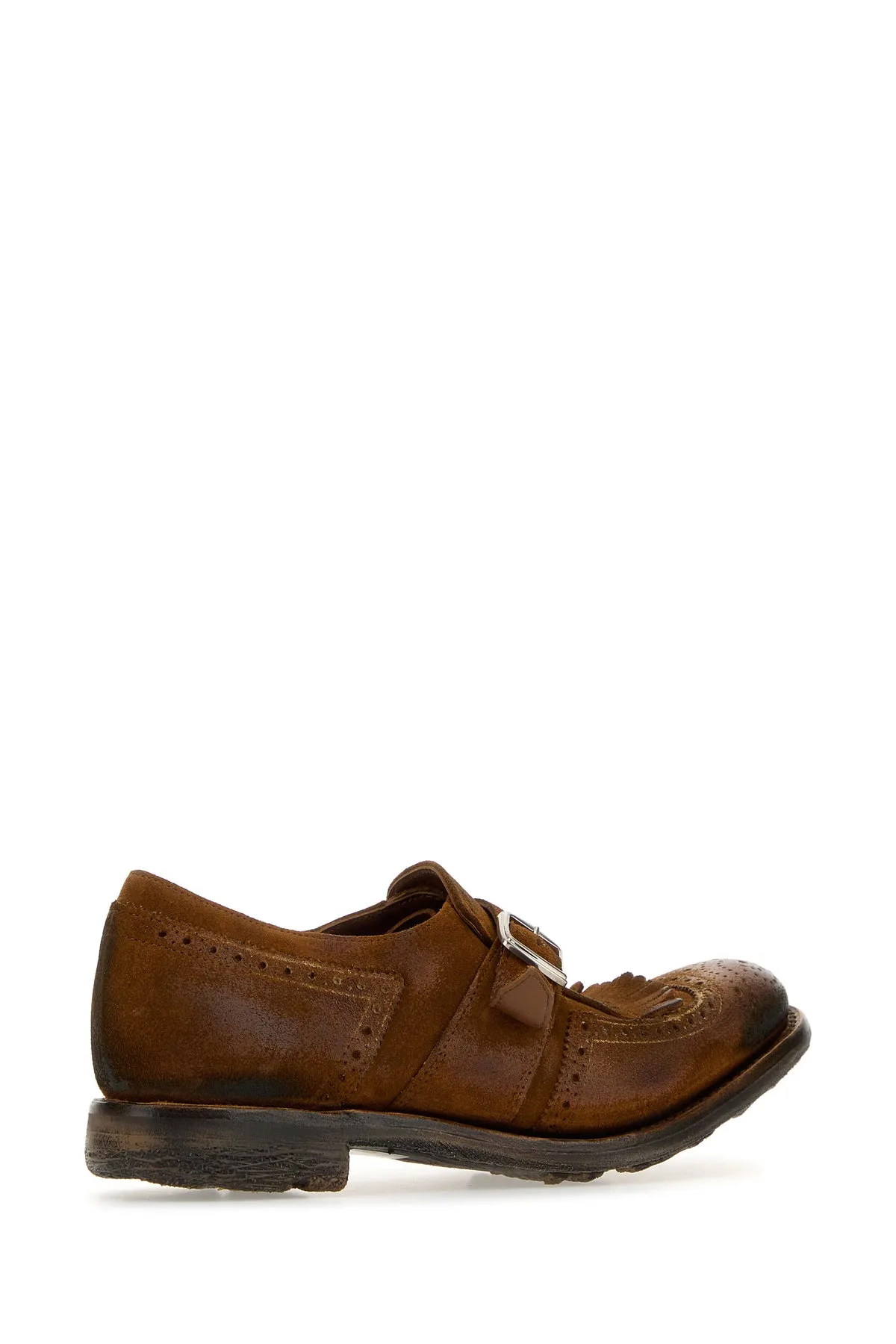 Caramel suede Shanghai W monk strap shoes