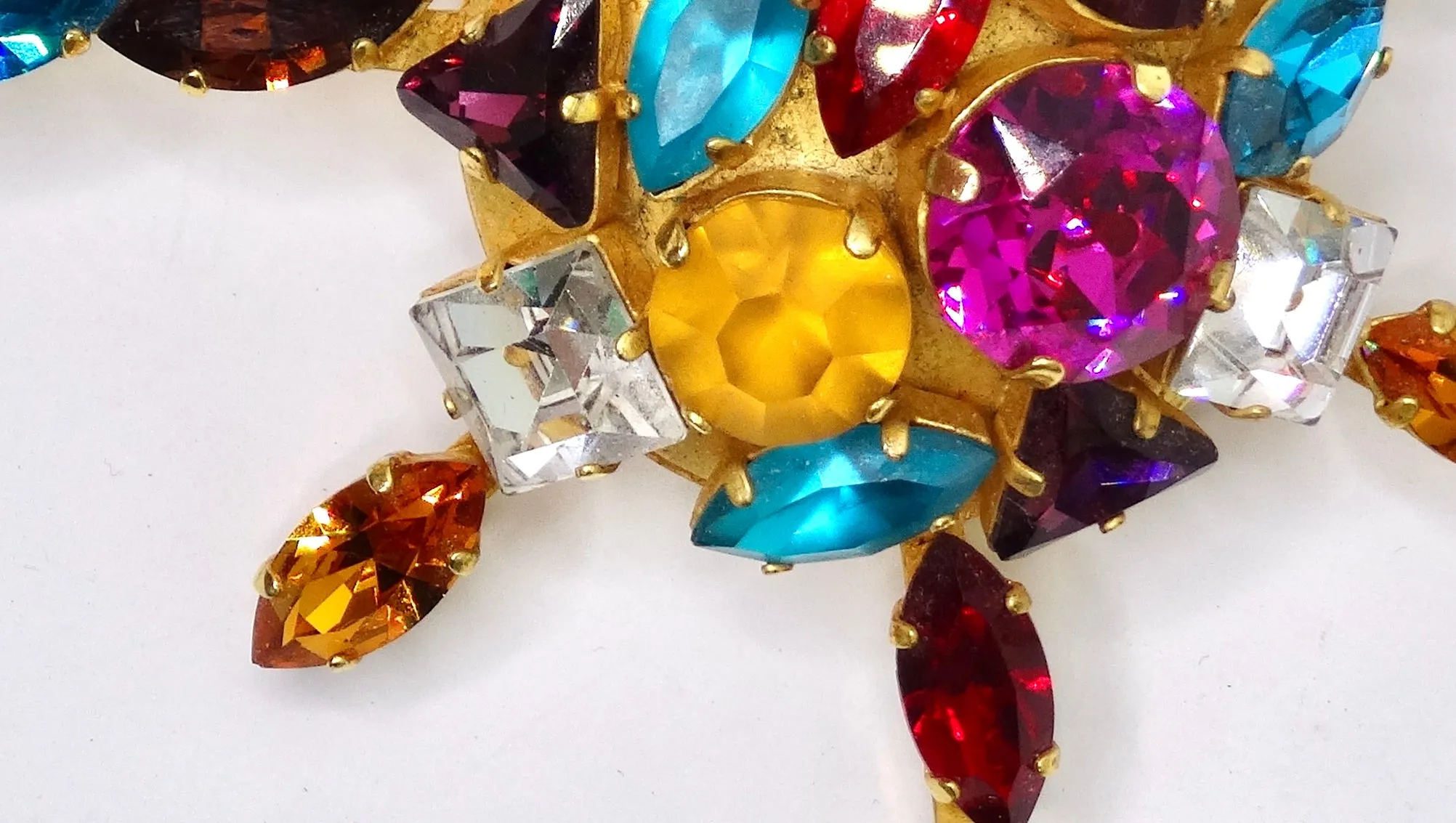 Dominique Aurientis Multi Colored Crystal Brooch