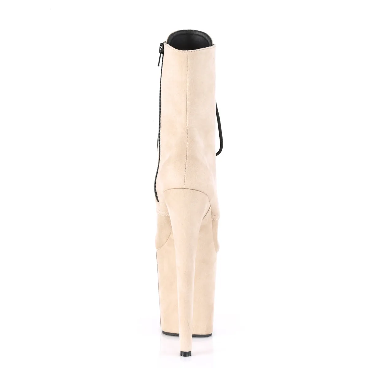 Flamingo 1020fs Vegan Suede Ankle Boots 8" Platform Heels - Beige