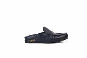 FOOT FEDERATION MOC-TOE MEN'S LEATHER SLIPPER NAVY BLUE