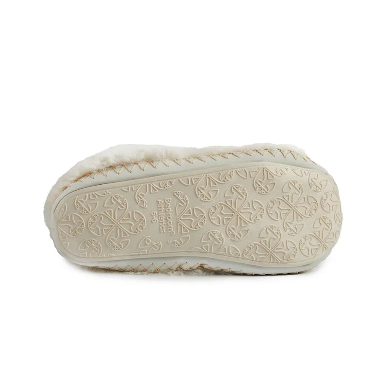 Gisele - 100% Recycled Faux Fur Rouched Slipper Boot - Cream