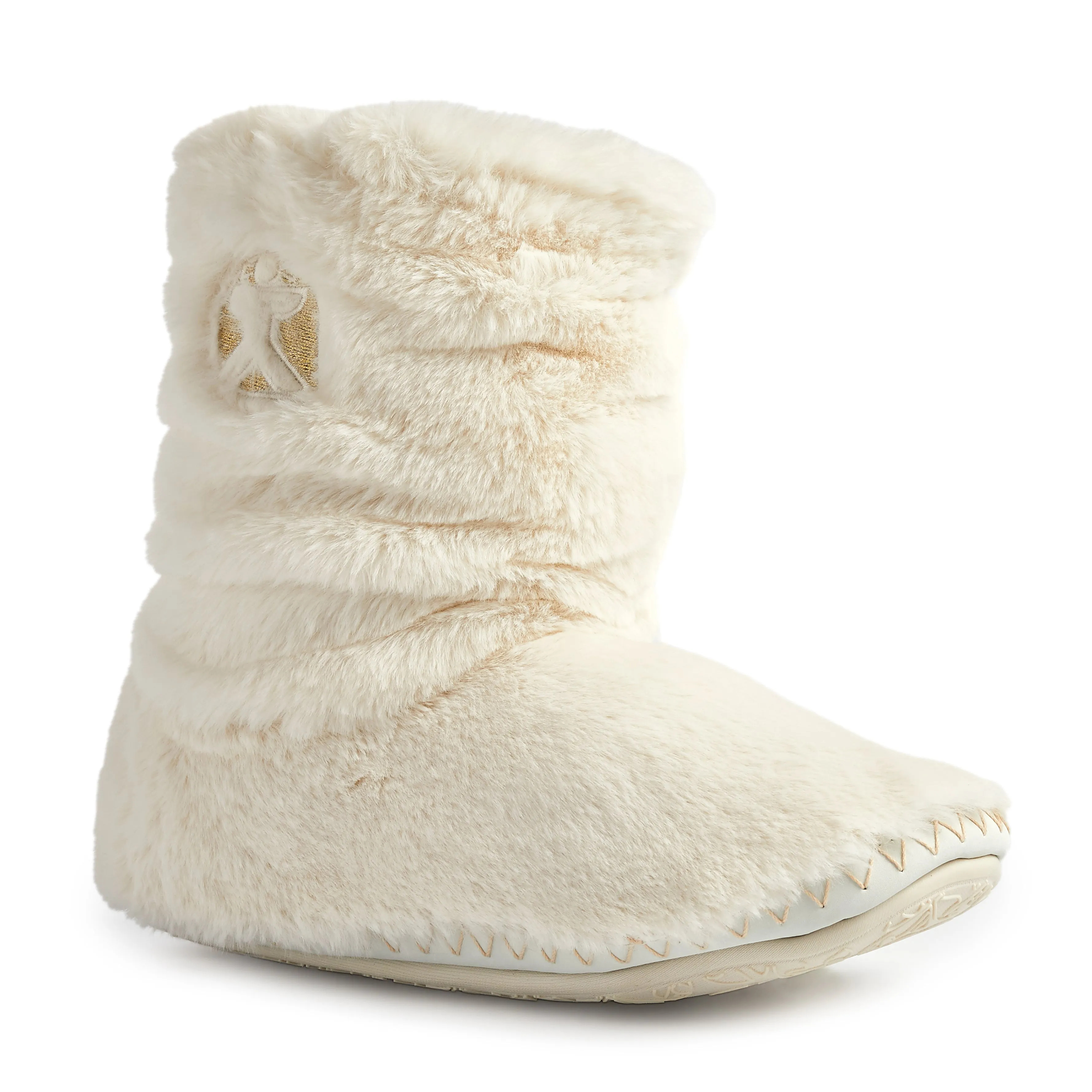 Gisele - 100% Recycled Faux Fur Rouched Slipper Boot - Cream