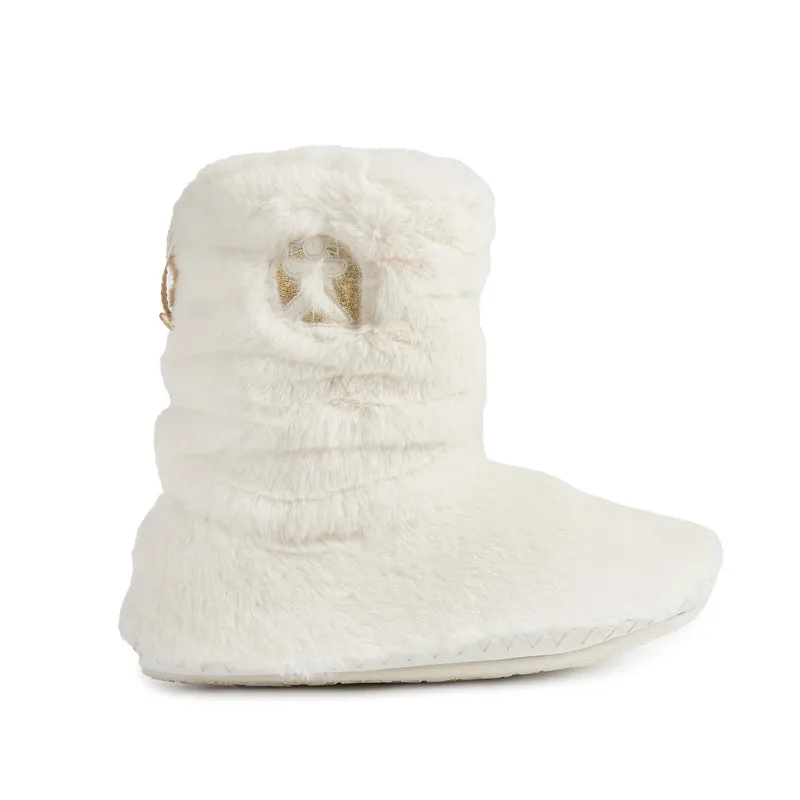 Gisele - 100% Recycled Faux Fur Rouched Slipper Boot - Cream