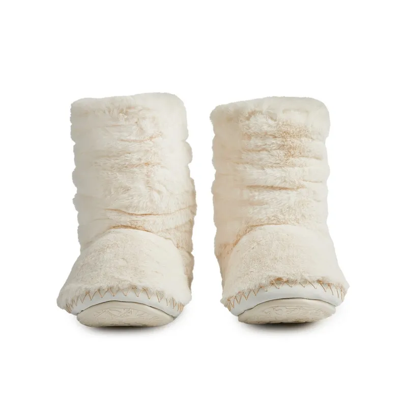 Gisele - 100% Recycled Faux Fur Rouched Slipper Boot - Cream