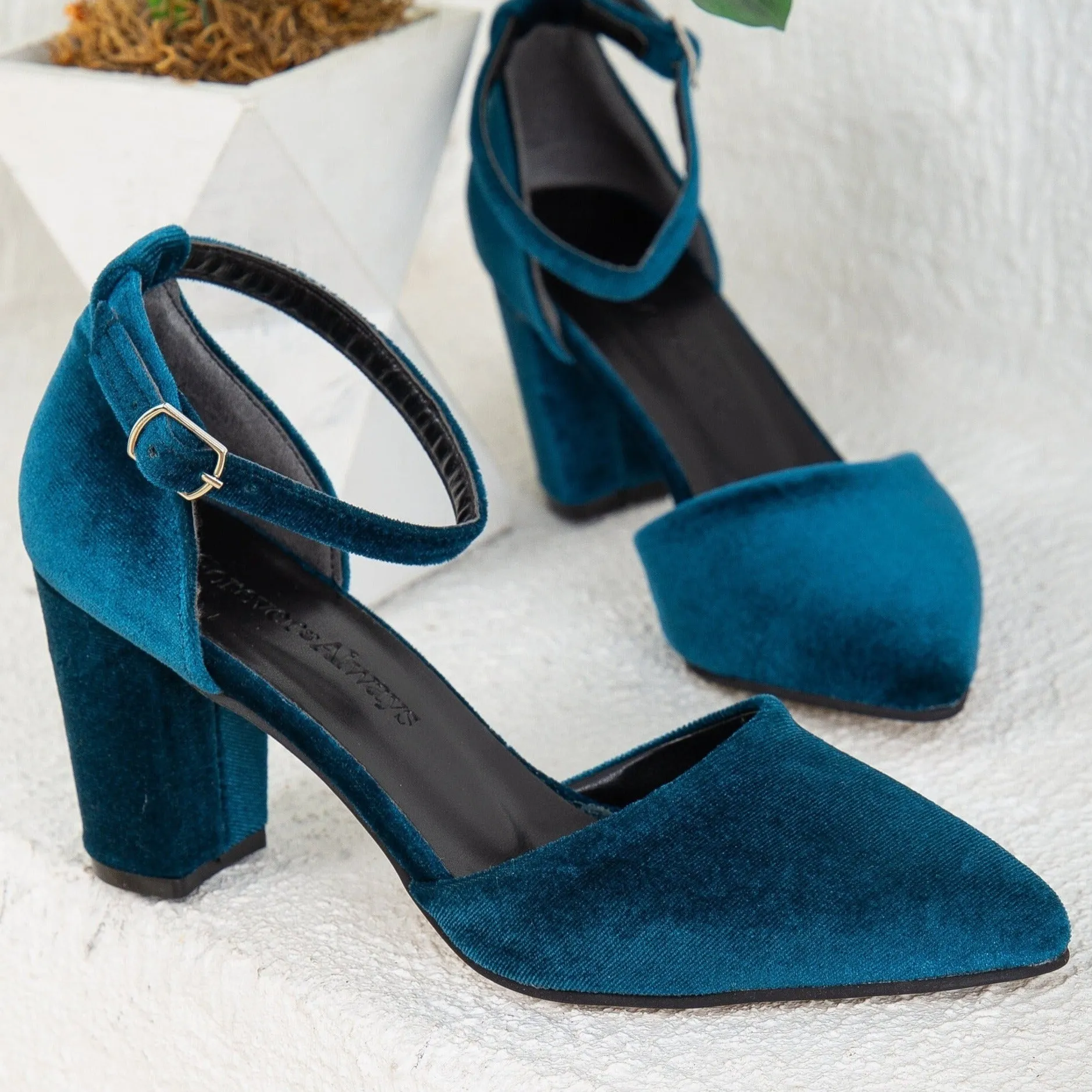 Gisele - Teal Blue Velvet Shoes