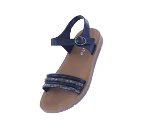 KID'S SHOES BLACK STONE/PU LEATHER SANDALS MOON-1K