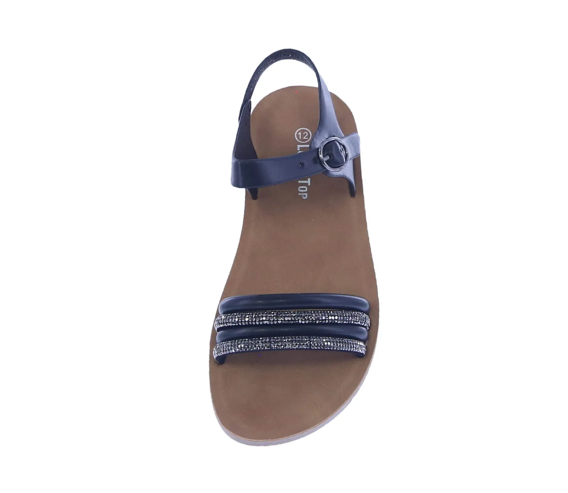 KID'S SHOES BLACK STONE/PU LEATHER SANDALS MOON-1K