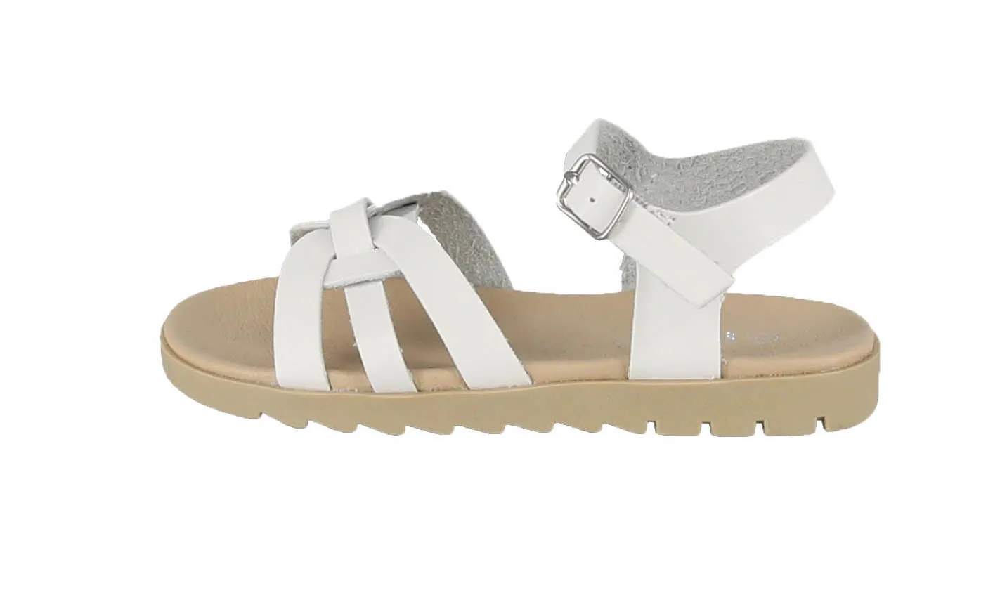 KID'S SHOES WHITE PU LEATHER SANDALS OLIVIA-01K