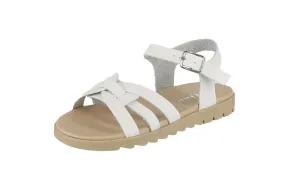 KID'S SHOES WHITE PU LEATHER SANDALS OLIVIA-01K