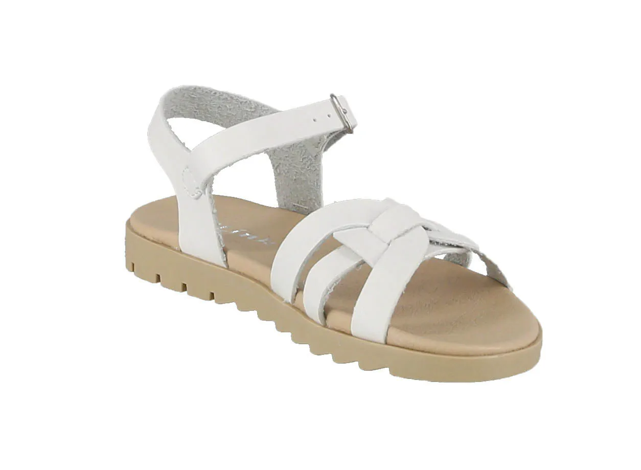 KID'S SHOES WHITE PU LEATHER SANDALS OLIVIA-01K