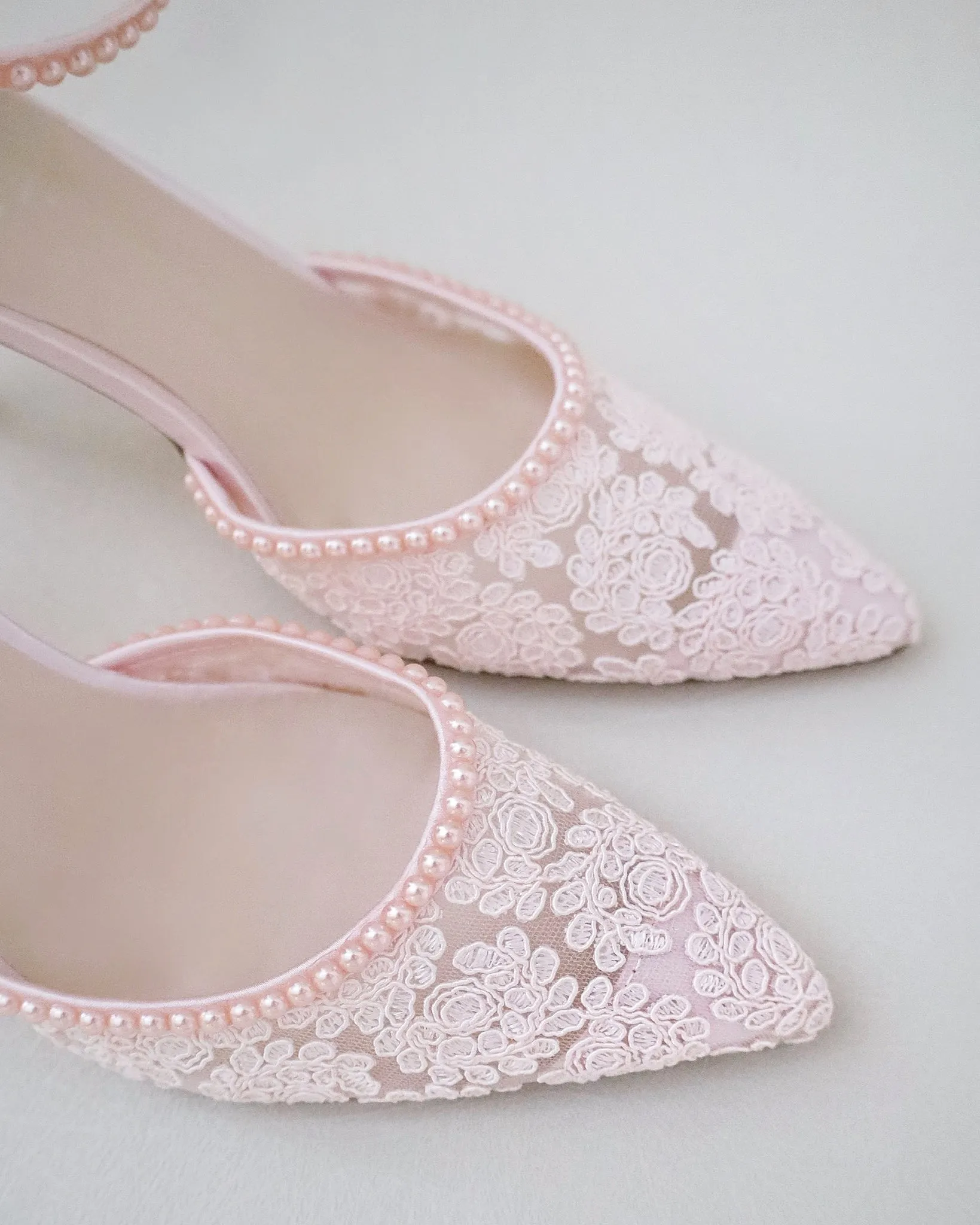 Lace Bridal Heels with Pearls
