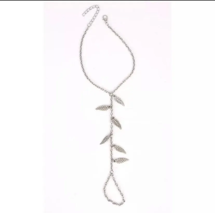Leaf tassels barefoot sandals, chain barefoot sandals, boho barefoot sandals, beach barefoot sandals, foot jewelry
