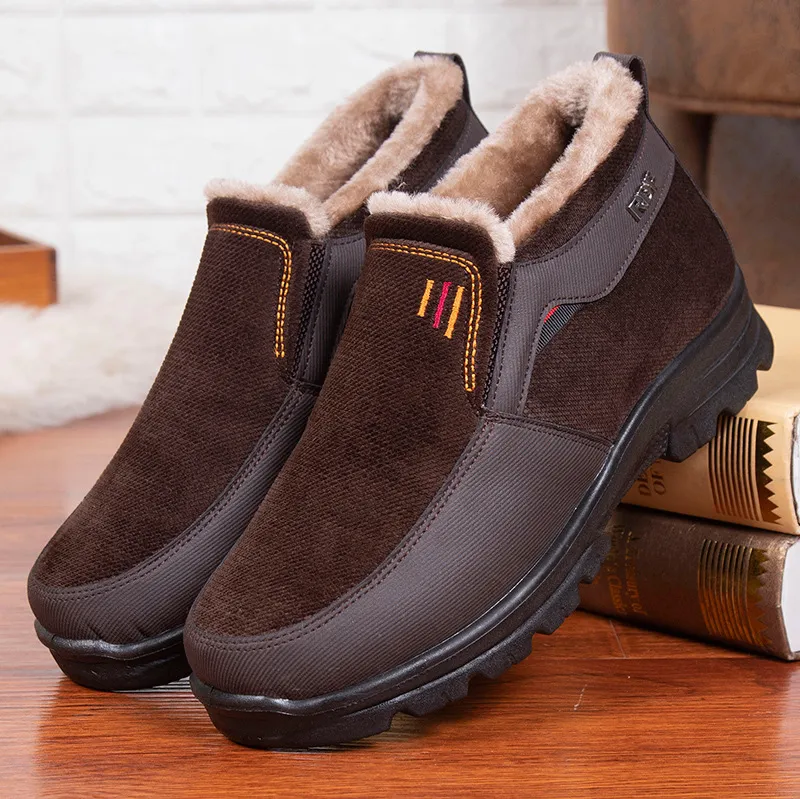 (Limited Time Discount 49% off) Men's Comfortable Lightweight Arch Support Winter Wool Shoes Waterproof Non-slip Warm Snow Shoes