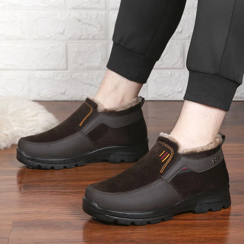 (Limited Time Discount 49% off) Men's Comfortable Lightweight Arch Support Winter Wool Shoes Waterproof Non-slip Warm Snow Shoes
