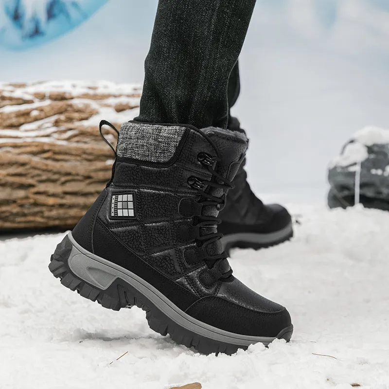 (⏰Limited Time Discount 49% off)Men's Thick Warm Snow Boots Wide Toe Anti-skid Fur Lined Leather Boots Waterproof Winter Hiking Boots