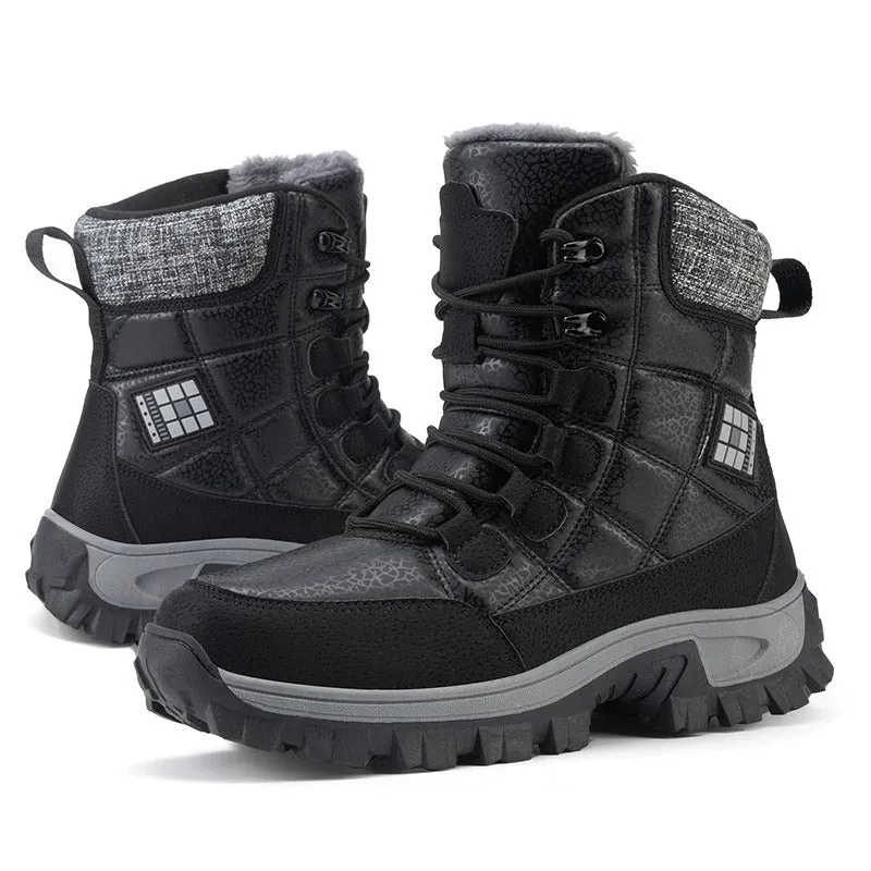(⏰Limited Time Discount 49% off)Men's Thick Warm Snow Boots Wide Toe Anti-skid Fur Lined Leather Boots Waterproof Winter Hiking Boots