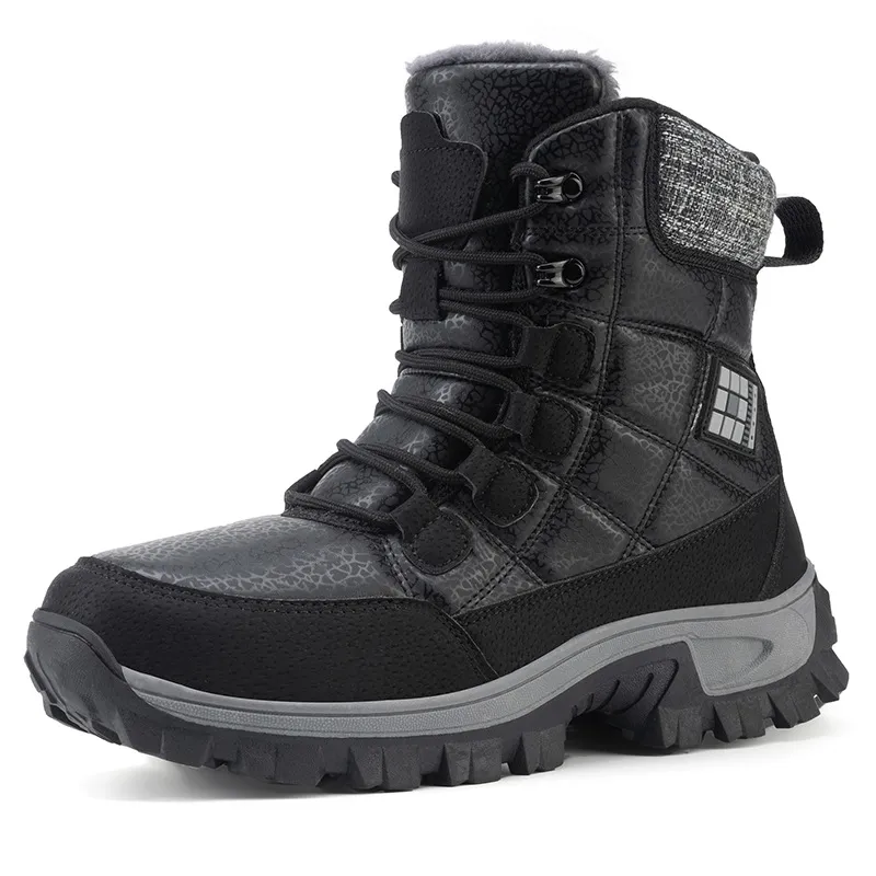 (⏰Limited Time Discount 49% off)Men's Thick Warm Snow Boots Wide Toe Anti-skid Fur Lined Leather Boots Waterproof Winter Hiking Boots