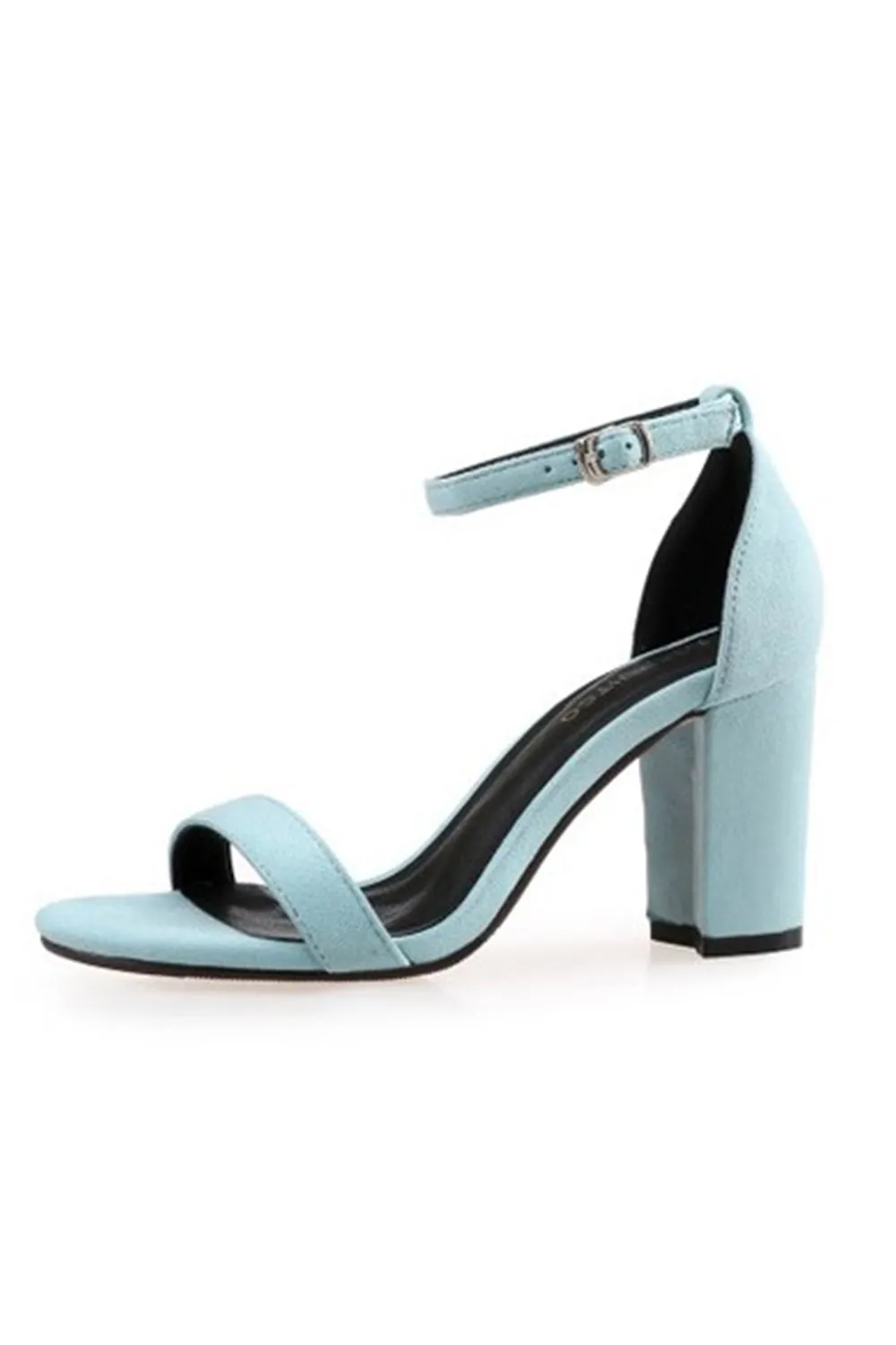 Outdoor Peep Toe Chunky Heel Suede Shoes With Ankle Strap Buckle