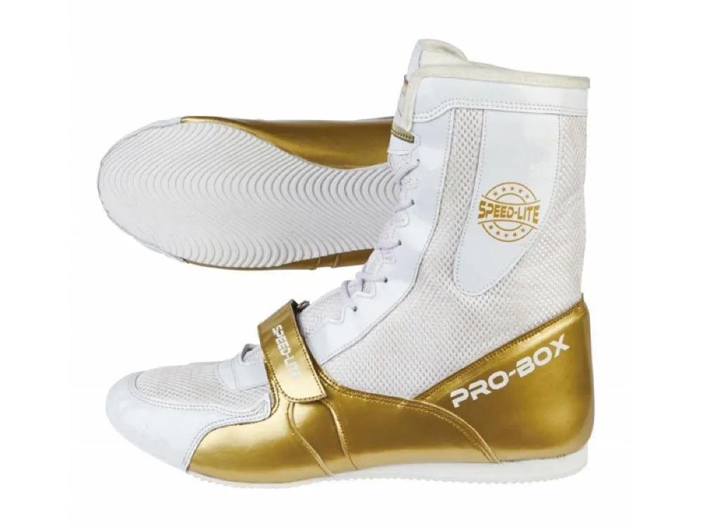 Pro Box Speed Lite Boxing Boots - White/Gold