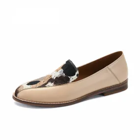 Purpdrank - Women's HorseHair Leather Summer Sneakers Flat Casual Round Toe Slip On Oxford Shoes Loafers Moccasins Spring Vintage for Woman
