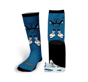 Retro 4 Industrial Blue Raging Face Socks