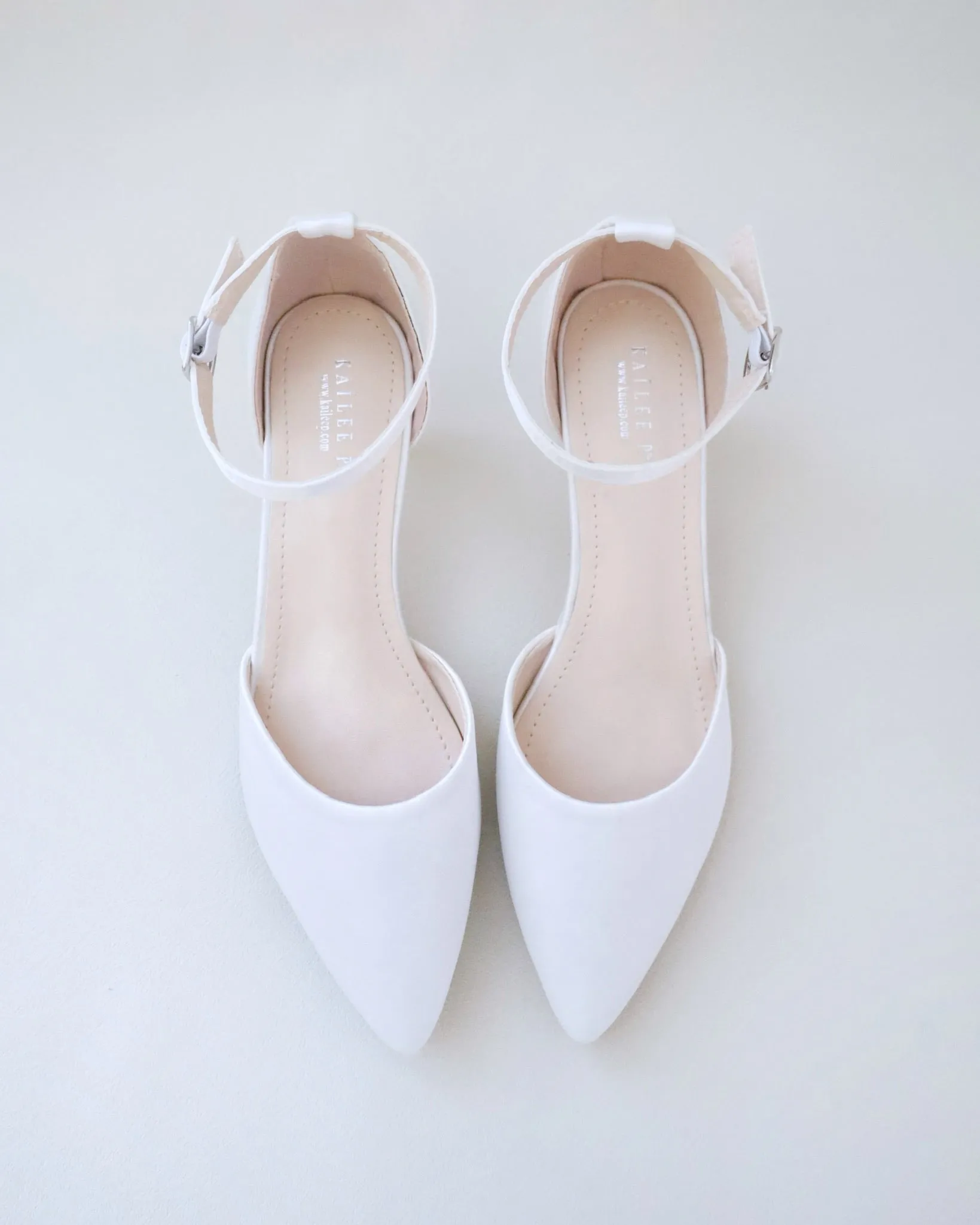 Satin Pointy Toe Low Heels Wedding Shoes