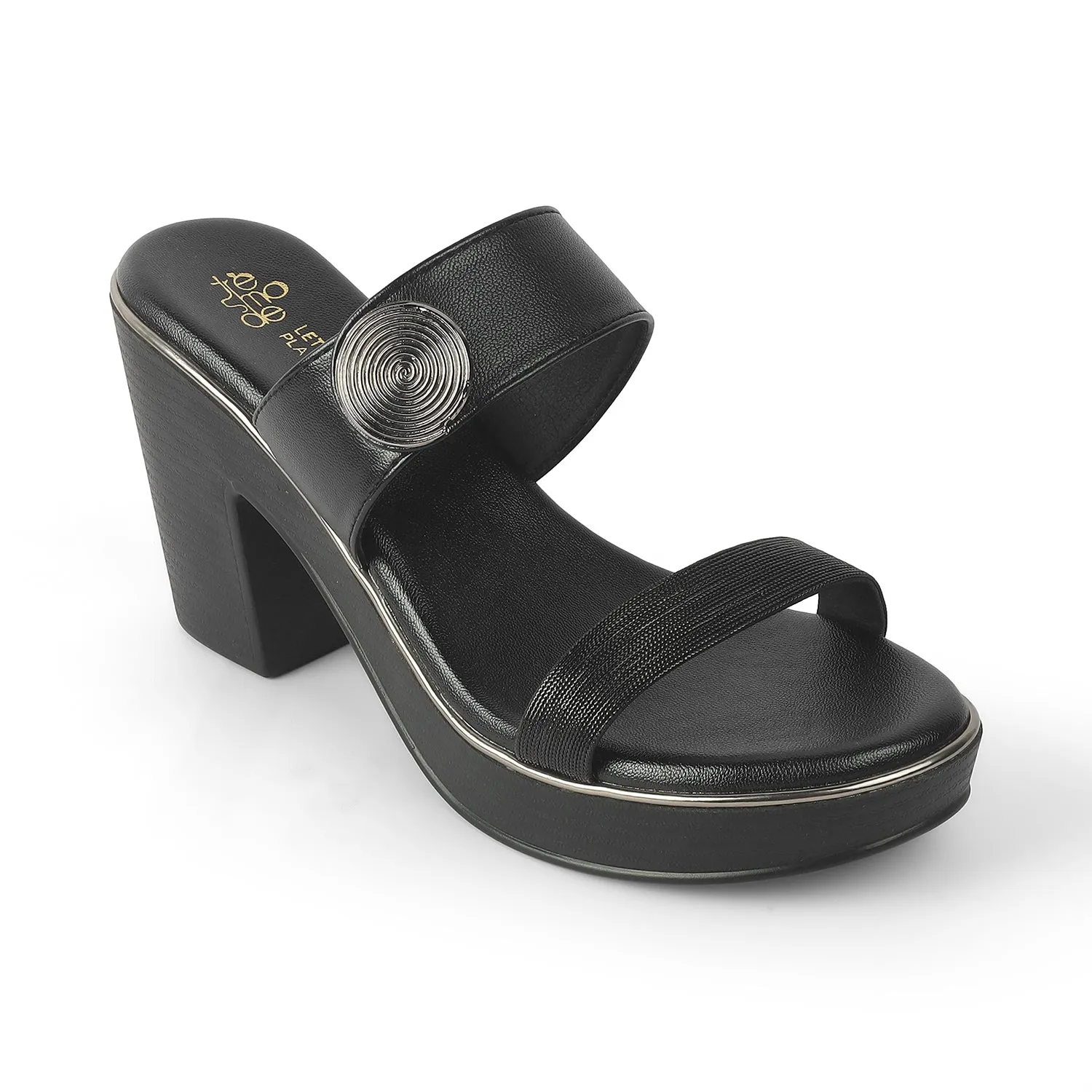 Tresmode Tall Black Women's Dress Block Heel Sandals