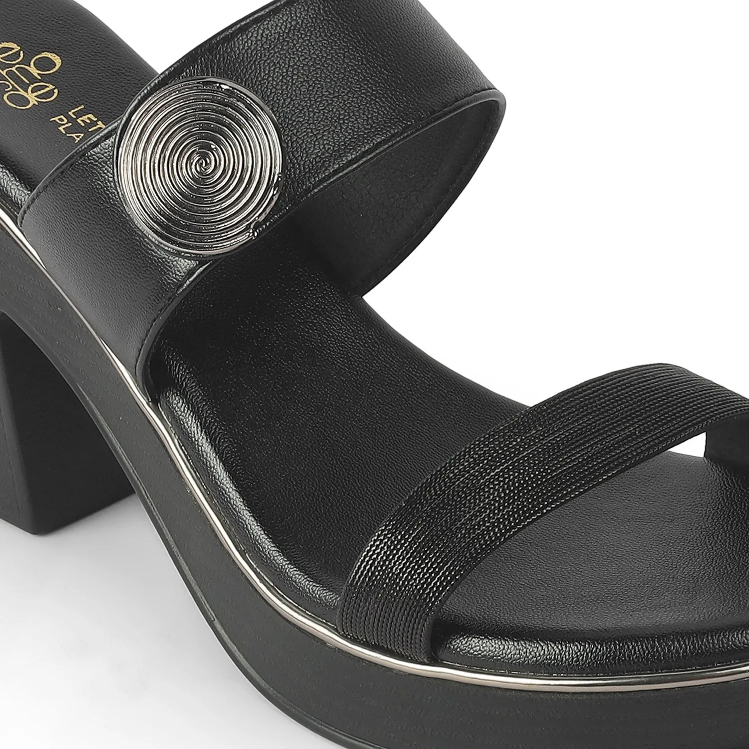 Tresmode Tall Black Women's Dress Block Heel Sandals