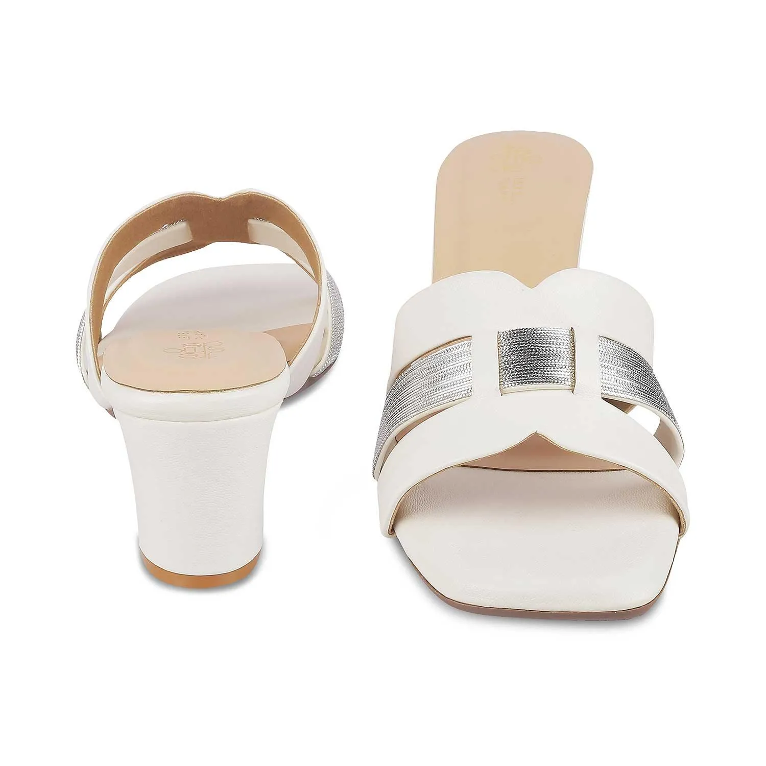 Tresmode Tosilo White Women's Dress Block Heel Sandals