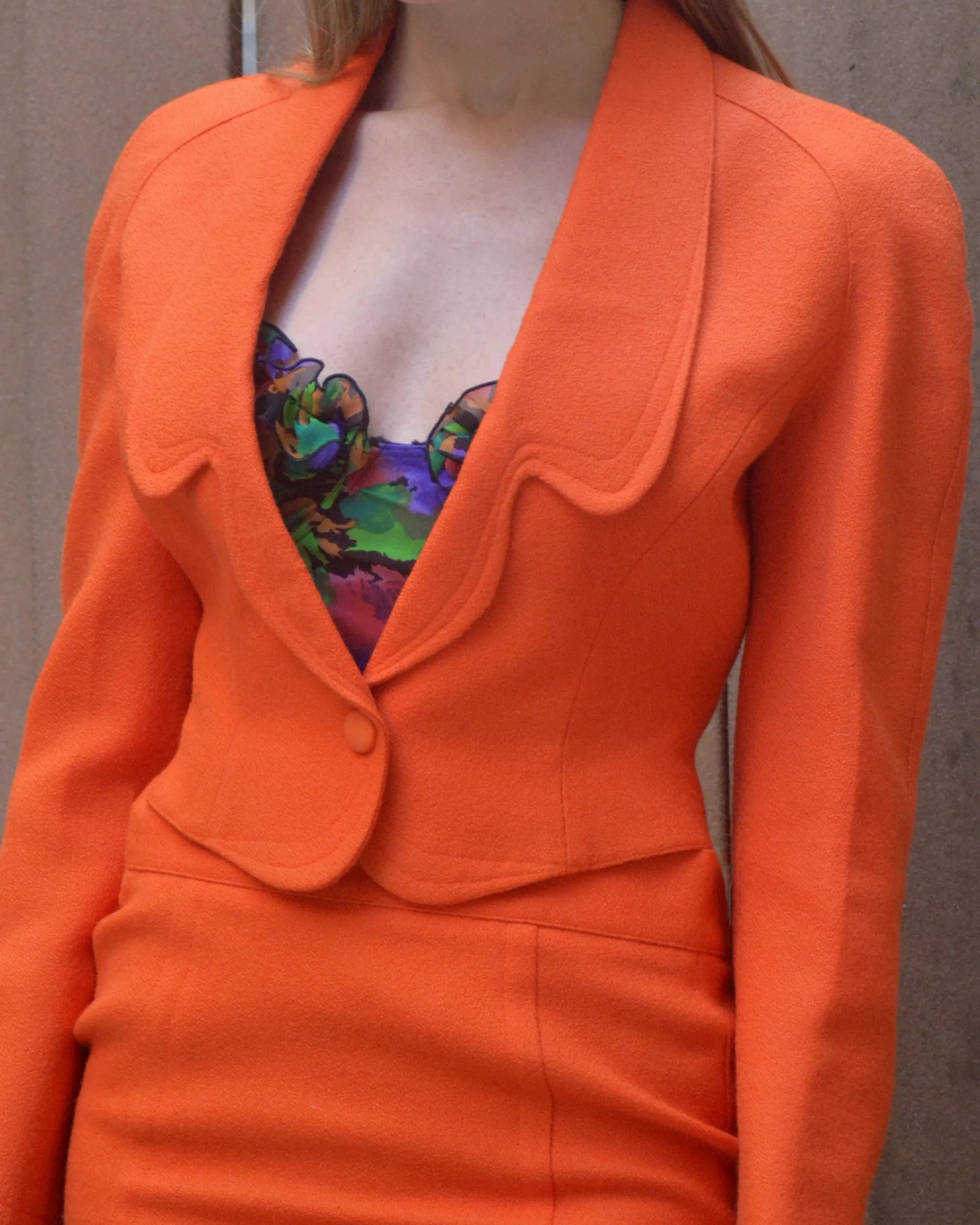 Vintage 1980s Thierry Mugler Bouclé Jacket   Skirt Suit