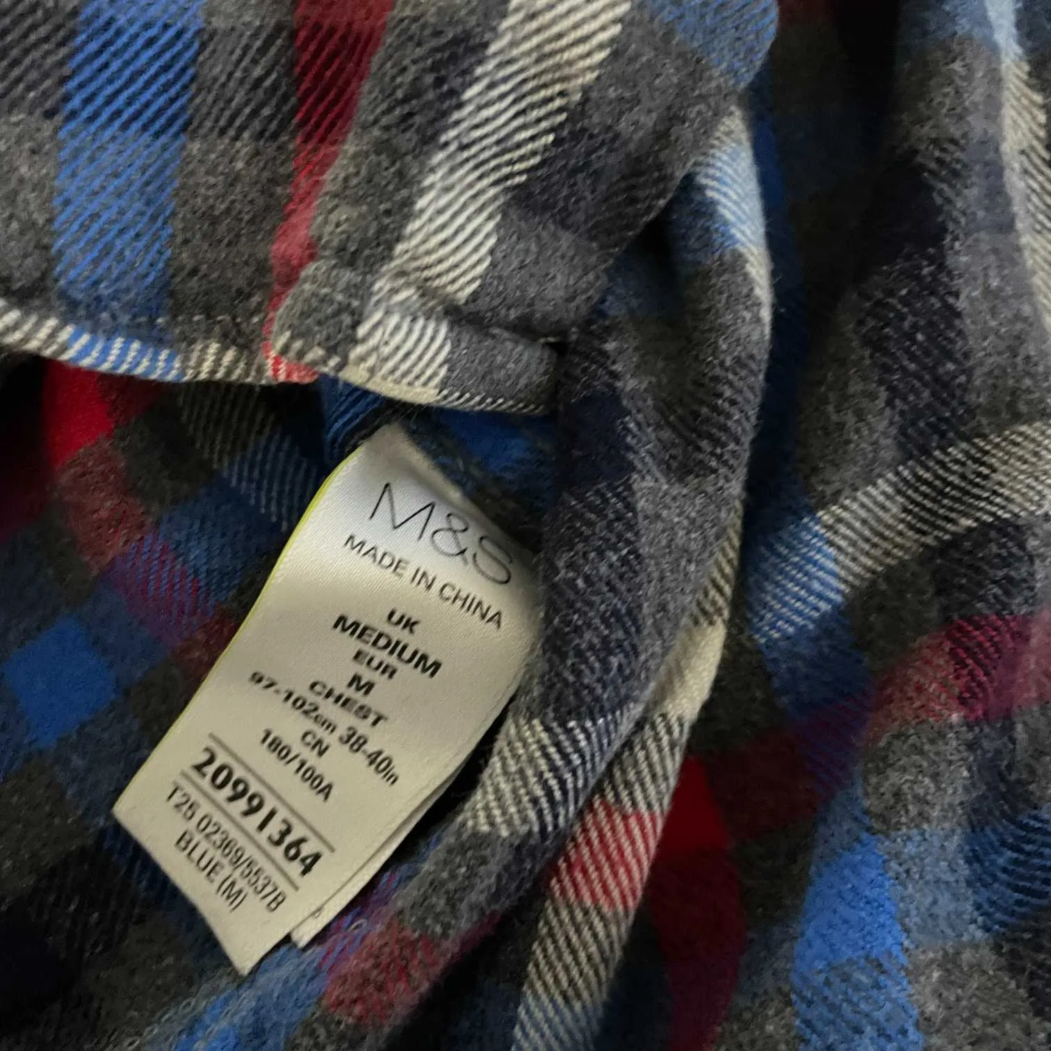 Vintage mens Blue Harbour multi check thick long sleeve shirt in M|L31 W20|SKU 5538