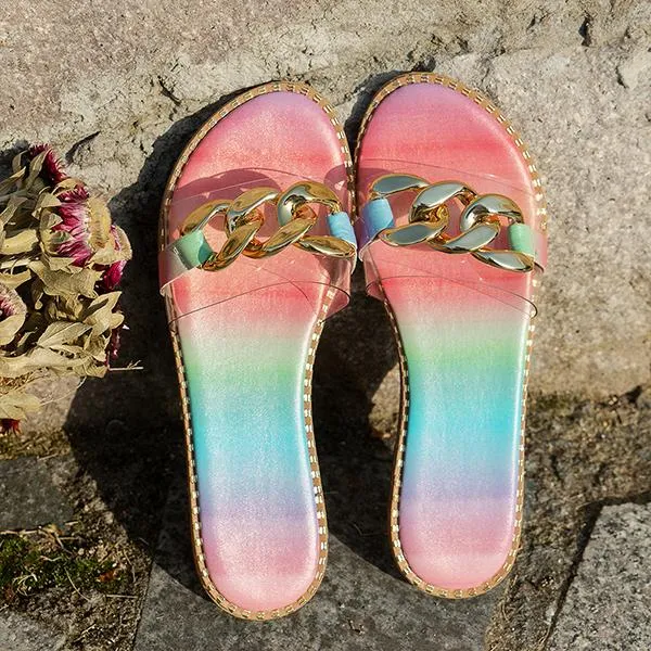 Women's Fashion Chain Color Beach Slippers 84598963S